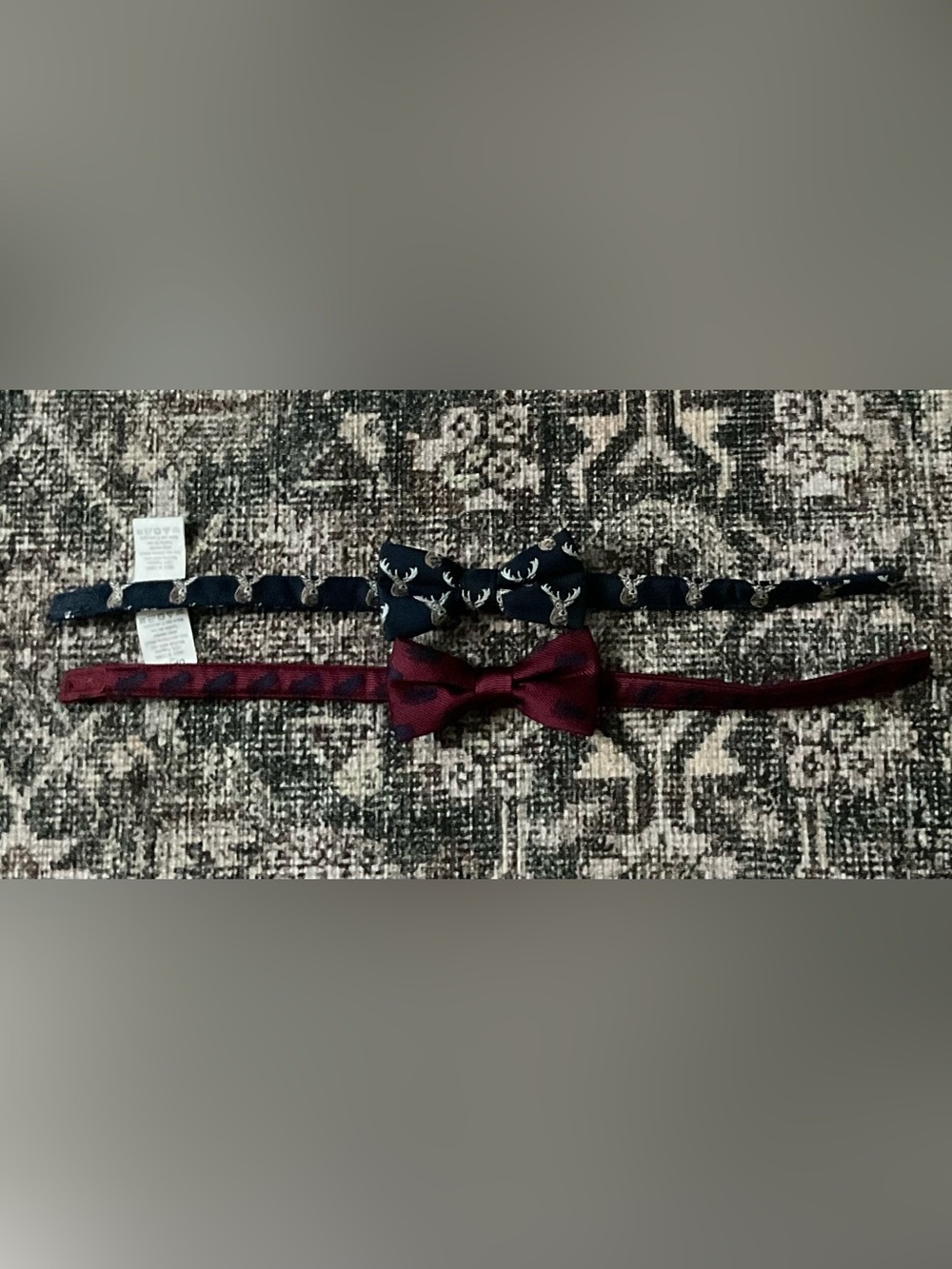 Janie and Jack Navy Deer Print and Burgundy Bow Tie Set